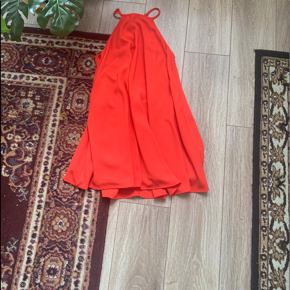 Orange high neck swing dress